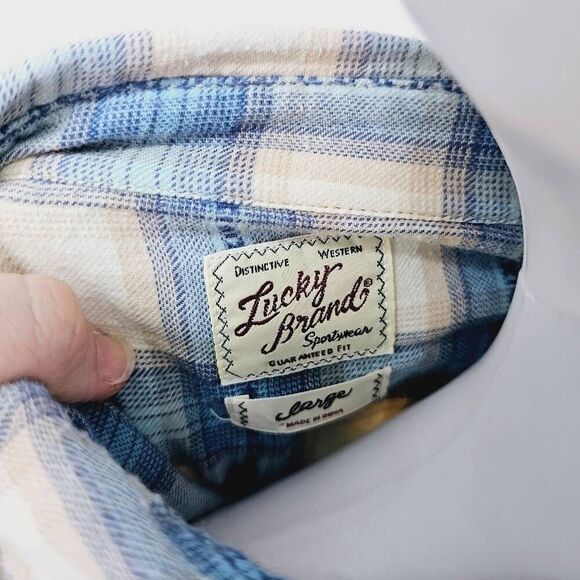 Lucky Brand Women's Western Button Up Short Blue L - Picture 4 of 6